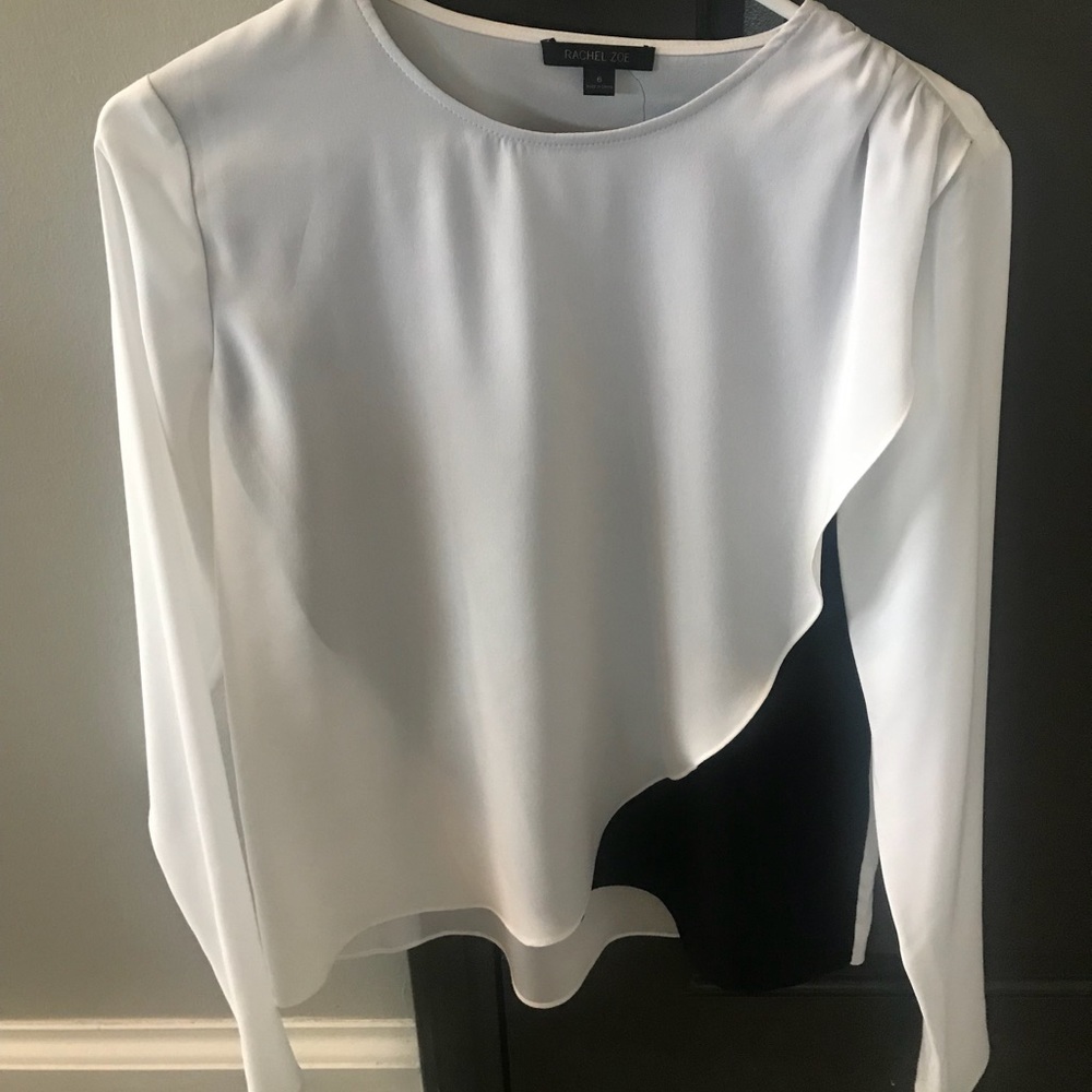 Long sleeve black & white Rachel Zoe top